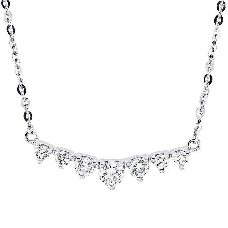 Collier 18 kt WG, mit ZÖ 42 cm, 1 Brill. 0,08 ct, TW-si, 6 Brill. 0,15 ct, TW-si
