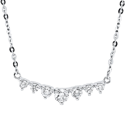 Collier 18 kt WG, mit ZÖ 42 cm, 1 Brill. 0,08 ct, TW-si, 6 Brill. 0,15 ct, TW-si
