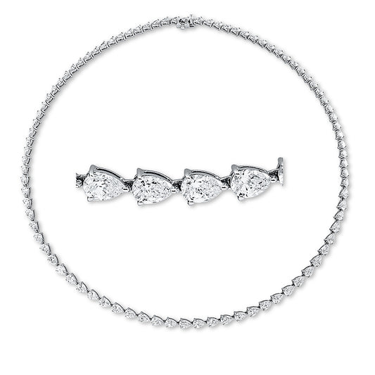 Collier 18 kt WG, 24 Tropfen 5,74 ct, 6 Tropfen 1,16 ct,6 Tropfen 1,01 ct,52 Tropfen 4,52 ct, TW-si