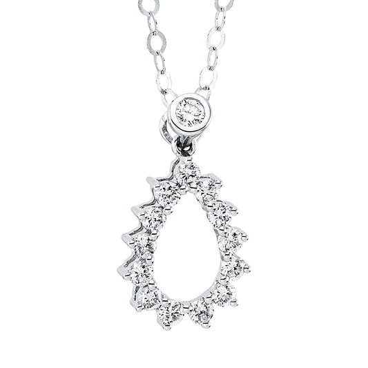 Collier 18 kt WG, mit ZÖ 45.7 cm + 48.3 cm, 1 Brill. 0,03 ct, TW-si, 13 Brill. 0,25 ct, TW-si