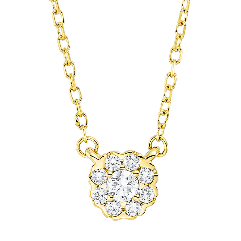 Collier 18 kt GG, mit ZÖ 40 cm, 9 Brill. 0,11 ct, TW-si
