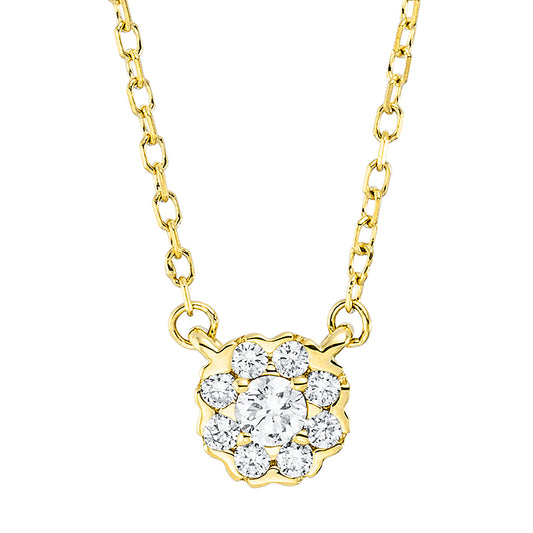 Collier 18 kt GG, mit ZÖ 40 cm, 9 Brill. 0,11 ct, TW-si