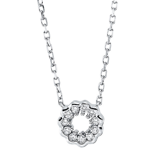 Collier 18 kt WG, mit ZÖ 40 cm, 11 Brill. 0,07 ct, TW-si
