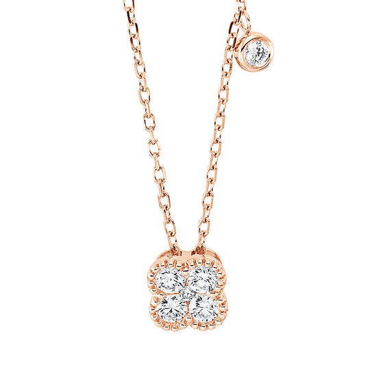 Collier 18 kt RG, mit ZÖ 40 cm, 6 Brill. 0,21 ct, TW-si