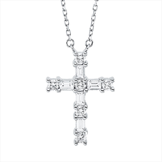 Collier 18 kt WG, mit ZÖ 40 cm, 5 Bag. 0,28 ct, TW-vsi, 6 Brill. 0,23 ct, TW-si