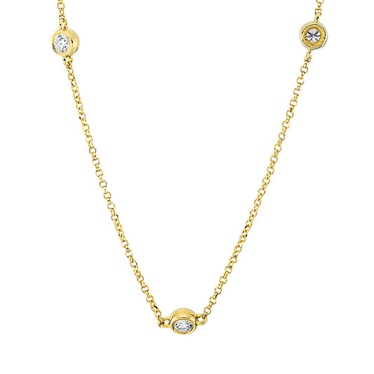 Collier 18 kt GG, mit ZÖ 38.1 cm + 40.6 cm, 9 Brill. 0,45 ct, TW-si