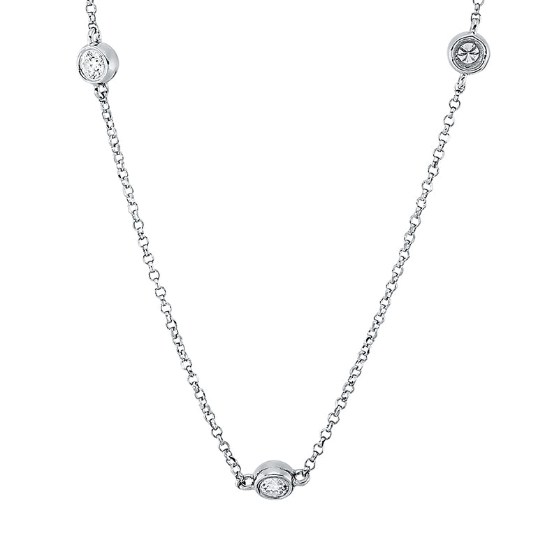 Collier 18 kt WG, mit ZÖ 38cm, 40.5cm, 9 Brill. 0,45 ct, TW-si