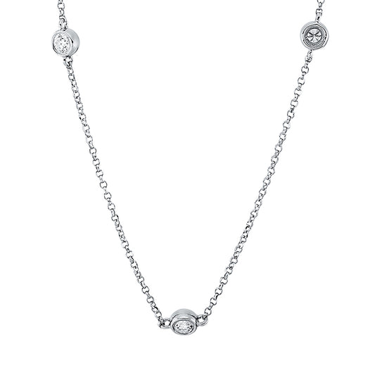 Collier 18 kt WG, mit ZÖ 38cm, 40.5cm, 9 Brill. 0,45 ct, TW-si