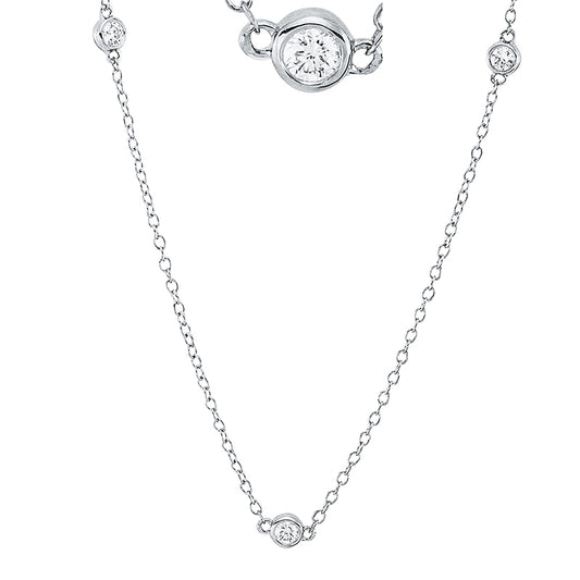 Collier 18 kt WG, mit ZÖ 38 cm,40.50 cm, 5 Brill. 0,14 ct, TW-si