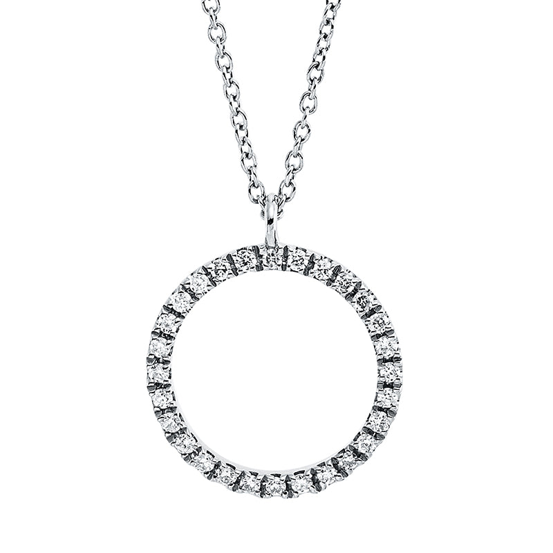 Collier 18 kt WG, mit ZÖ 40 cm + 43 cm, 28 Brill. 0,08 ct, TW-si