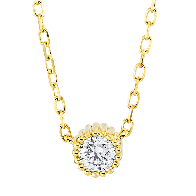 Collier 18 kt GG, 1 Brill. 0,18 ct, TW-pi