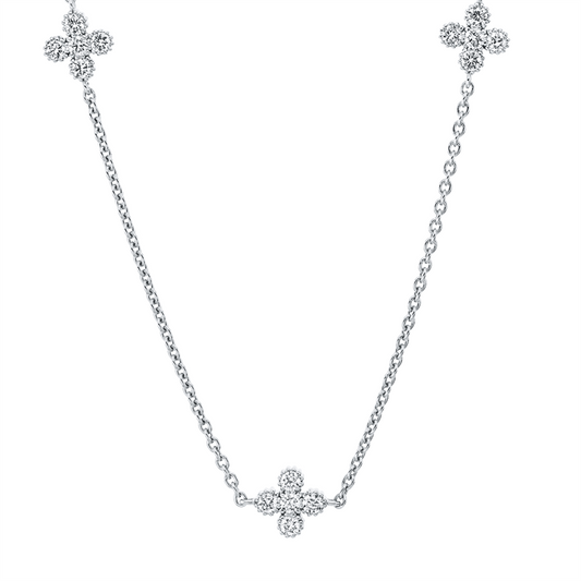 Collier 18 kt WG, mit ZÖ 40 cm + 43 cm, 25 Brill. 0,43 ct, W-si