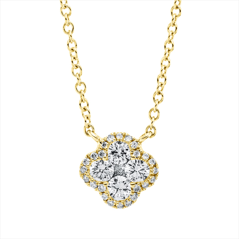 Collier 18 kt GG, mit ZÖ 41 cm, 4 Brill. 0,24 ct, W-si, 1 Princ. 0,02 ct, W-si, 24 Brill. 0,05 ct, W-si