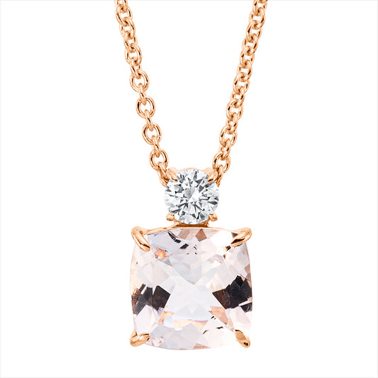 Collier 18 kt RG, mit ZÖ 42 cm, 1 Brill. 0,08 ct, TW-si, 1 Morganit 0,69 ct pink