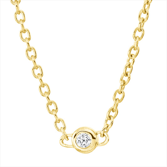 Collier 18 kt GG, mit ZÖ 42 cm, 5 Brill. 0,08 ct, TW-si