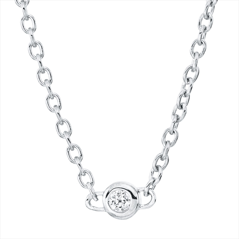 Collier 18 kt WG, mit ZÖ 42 cm, 5 Brill. 0,08 ct, TW-si