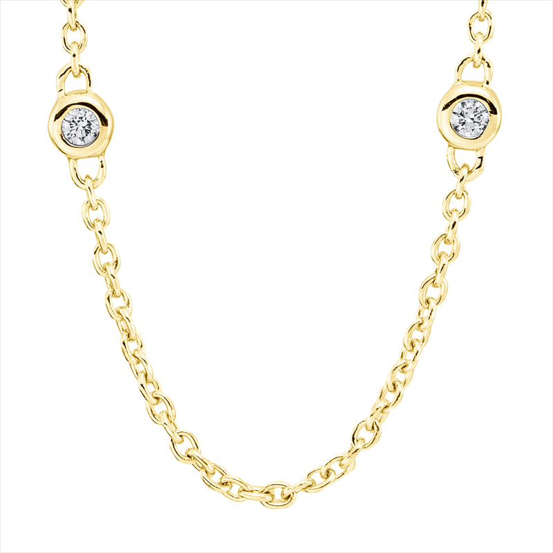 Collier 18 kt GG, mit ZÖ 42 cm, 10 Brill. 0,17 ct, TW-si