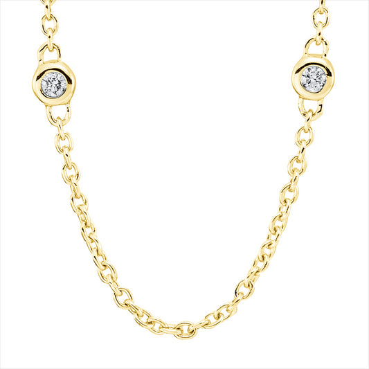 Collier 18 kt GG, mit ZÖ 42 cm, 10 Brill. 0,17 ct, TW-si