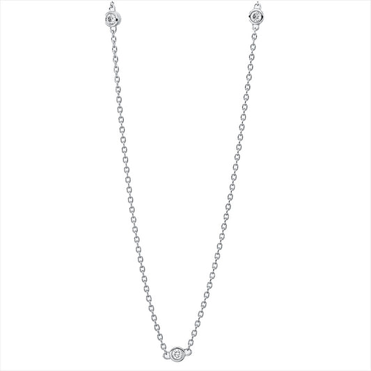 Collier 18 kt WG, mit ZÖ 42 cm, 5 Brill. 0,18 ct, TW-si