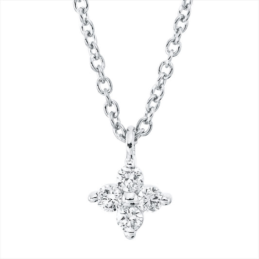 Collier 18 kt WG, mit ZÖ 42 cm, 4 Brill. 0,06 ct, TW-si