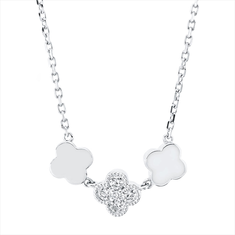 Collier 18 kt WG, mit ZÖ 40,6 cm & 43,2 cm, 4 Brill. 0,16 ct, TW-si, 1 Brill. 0,01 ct, TW-si