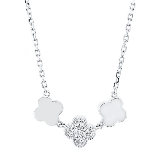 Collier 18 kt WG, mit ZÖ 40,6 cm & 43,2 cm, 4 Brill. 0,16 ct, TW-si, 1 Brill. 0,01 ct, TW-si