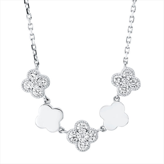 Collier 18 kt WG, mit ZÖ 40,6 cm & 43,2 cm, 4 Brill. 0,16 ct, TW-si, 8 Brill. 0,27 ct, TW-si, 3 Brill. 0,02 ct, TW-si