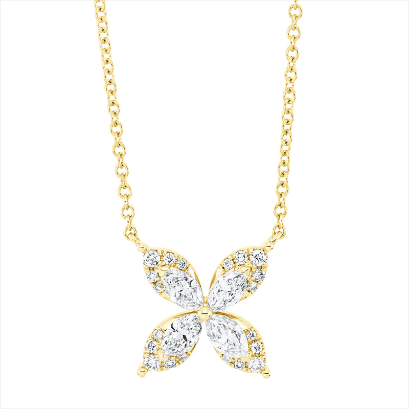 Collier 18 kt GG, mit ZÖ 38,1cm,40,6cm,43,2cm, 4 Brill. 0,04 ct,4 Nav. 0,42 ct,16 Brill. 0,05 ct, TW-si