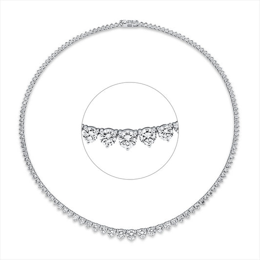 Collier 18 kt WG, 8 Brill. 3,27 ct, TW-vsi/si, 1 Brill. 0,73 ct, TW-vsi/si, 121 Brill. 8,68 ct, TW-vsi/si