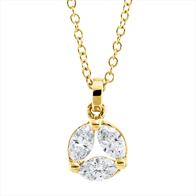 Collier 18 kt GG, 3 Nav. 0,22 ct, TW-vsi