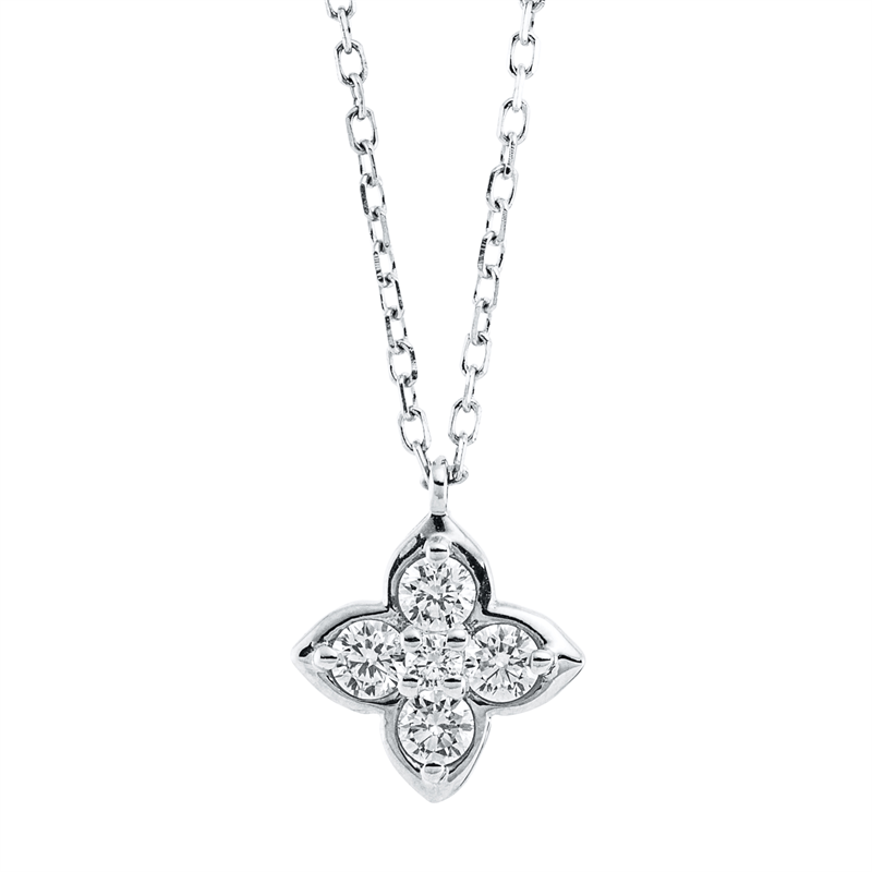 Collier 18 kt WG, mit ZÖ 40 cm, 4 Brill. 0,18 ct, TW-si, 1 Brill. 0,02 ct, TW-si