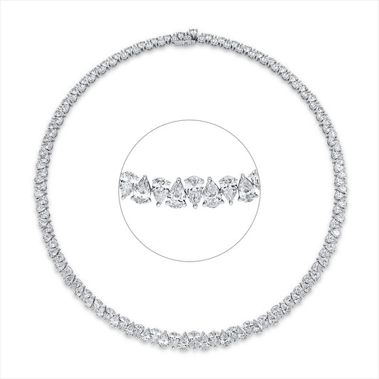 Collier 18 kt WG, 128 Tropfen 27,48 ct, D-F-vvs