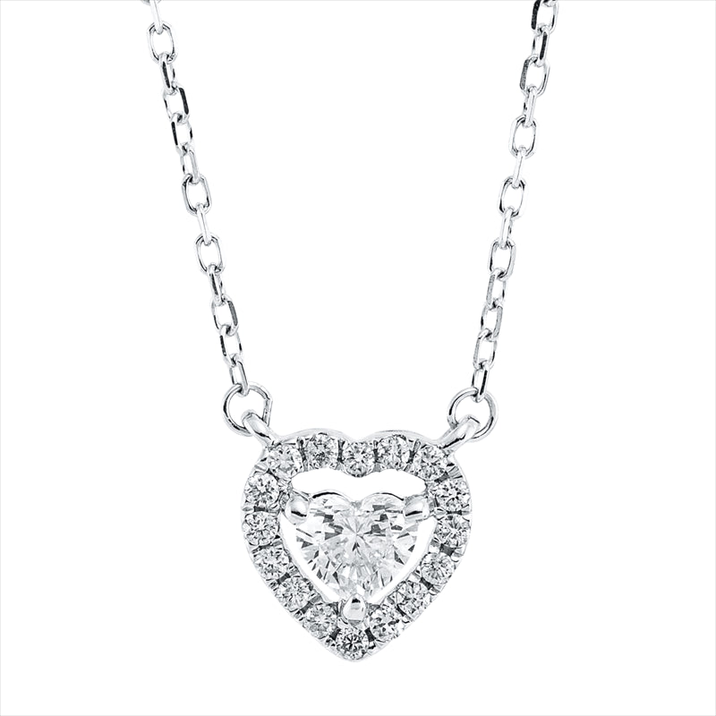 Collier 18 kt WG, 1 Herzschl. 0,19 ct, TW-vsi, 16 Brill. 0,08 ct, TW-si