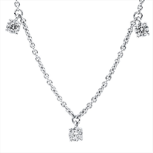 Collier 18 kt WG, mit ZÖ 40 cm + 43 cm, 5 Brill. 0,51 ct, TW-si