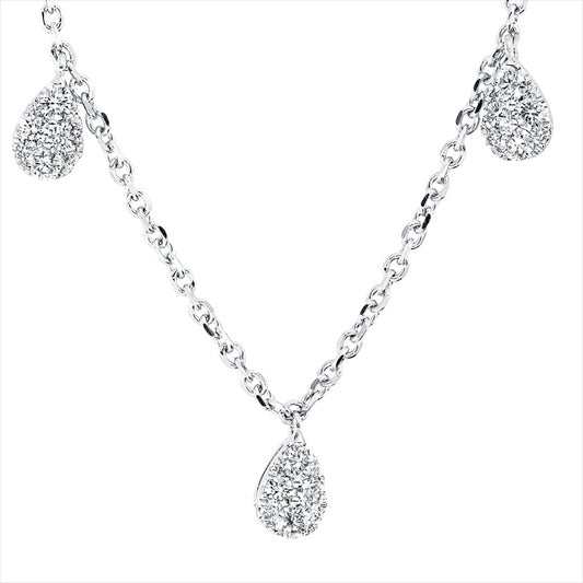 Collier 18 kt WG, mit 4x ZÖ, 56 Brill. 0,82 ct, TW-si