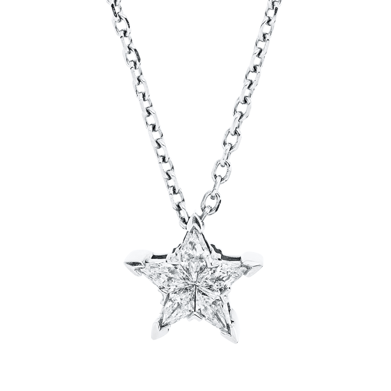 Collier 18 kt WG, mit ZÖ 40 cm + 42,5 cm, 5 Fant-Schl. 0,22 ct, TW-vsi