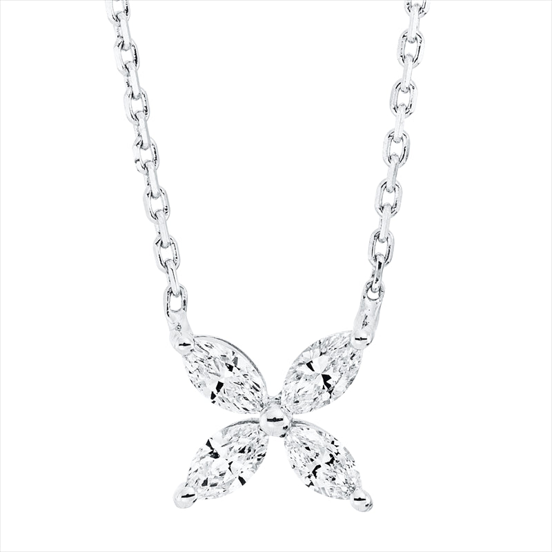 Collier 18 kt WG, 4 Nav. 0,32 ct, F-si