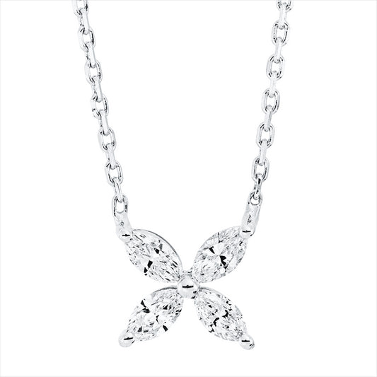 Collier 18 kt WG, 4 Nav. 0,32 ct, F-si