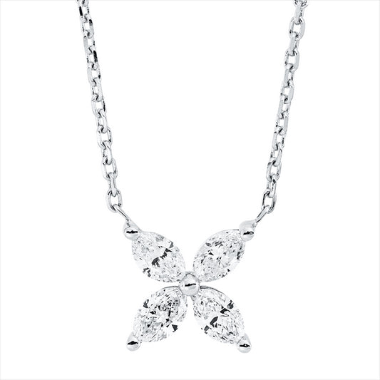 Collier 18 kt WG, 4 Nav. 0,40 ct, F-si