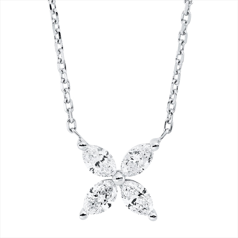 Collier 18 kt WG, 4 Nav. 0,40 ct, F-si