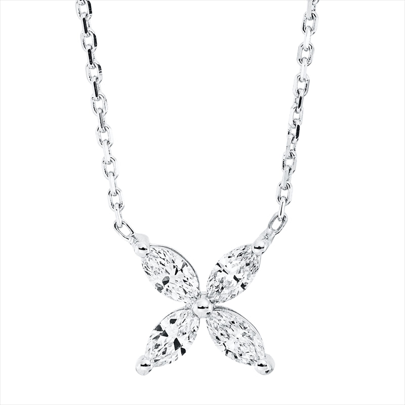 Collier 18 kt WG, 4 Nav. 0,40 ct, F-si