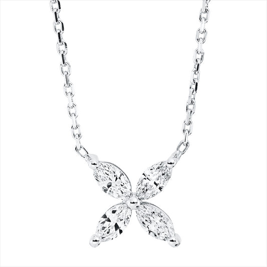 Collier 18 kt WG, 4 Nav. 0,40 ct, F-si