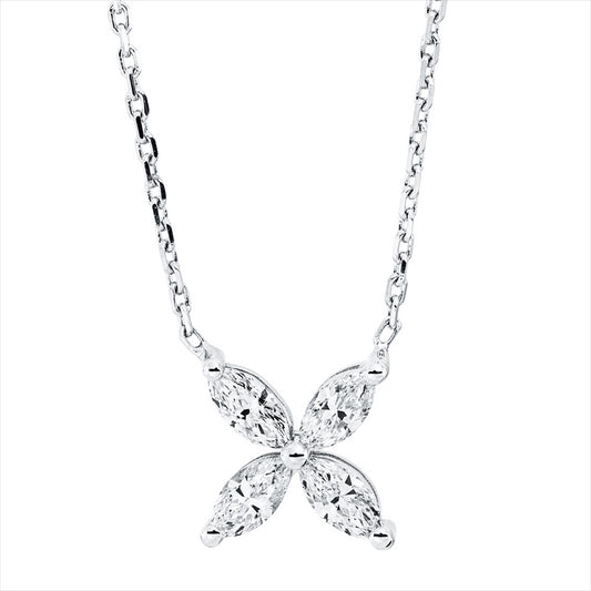 Collier 18 kt WG, 4 Nav. 0,56 ct, F-si