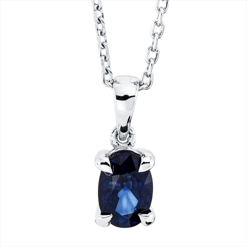 Collier 18 kt WG, mit Öse, 1 Saphir 0,59 ct blau