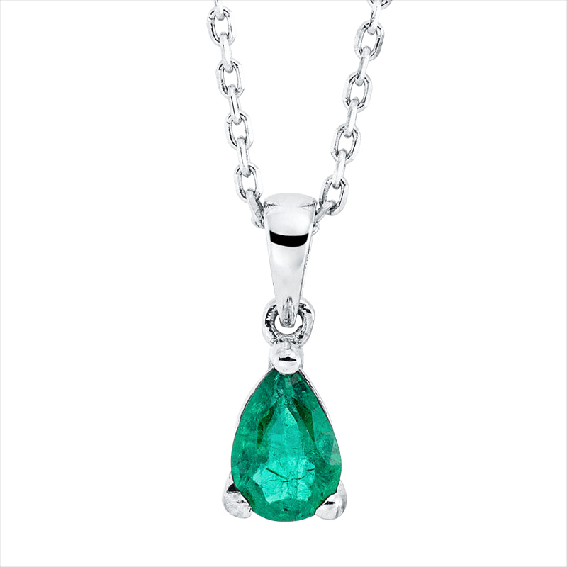 Collier 18 kt WG, mit Öse, 1 Smaragd 0,33 ct grün