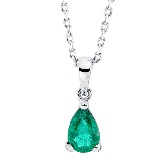 Collier 18 kt WG, mit Öse, 1 Smaragd 0,33 ct grün