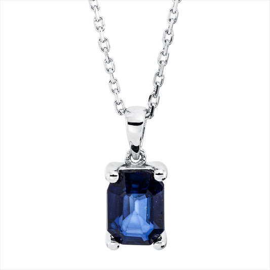 Collier 18 kt WG, mit Öse, 1 Saphir 1,08 ct blau