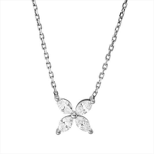 Collier 18 kt WG, 4 Nav. 0,47 ct, F-vsi
