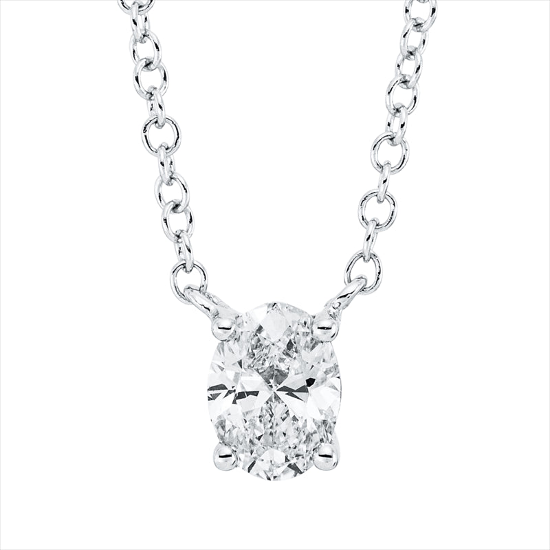 Collier 18 kt WG, 1 Oval 0,50 ct, TW-vsi