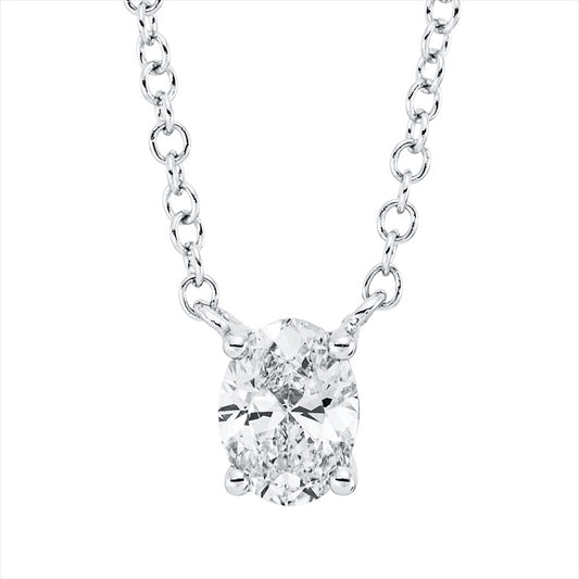 Collier 18 kt WG, 1 Oval 0,50 ct, TW-vsi